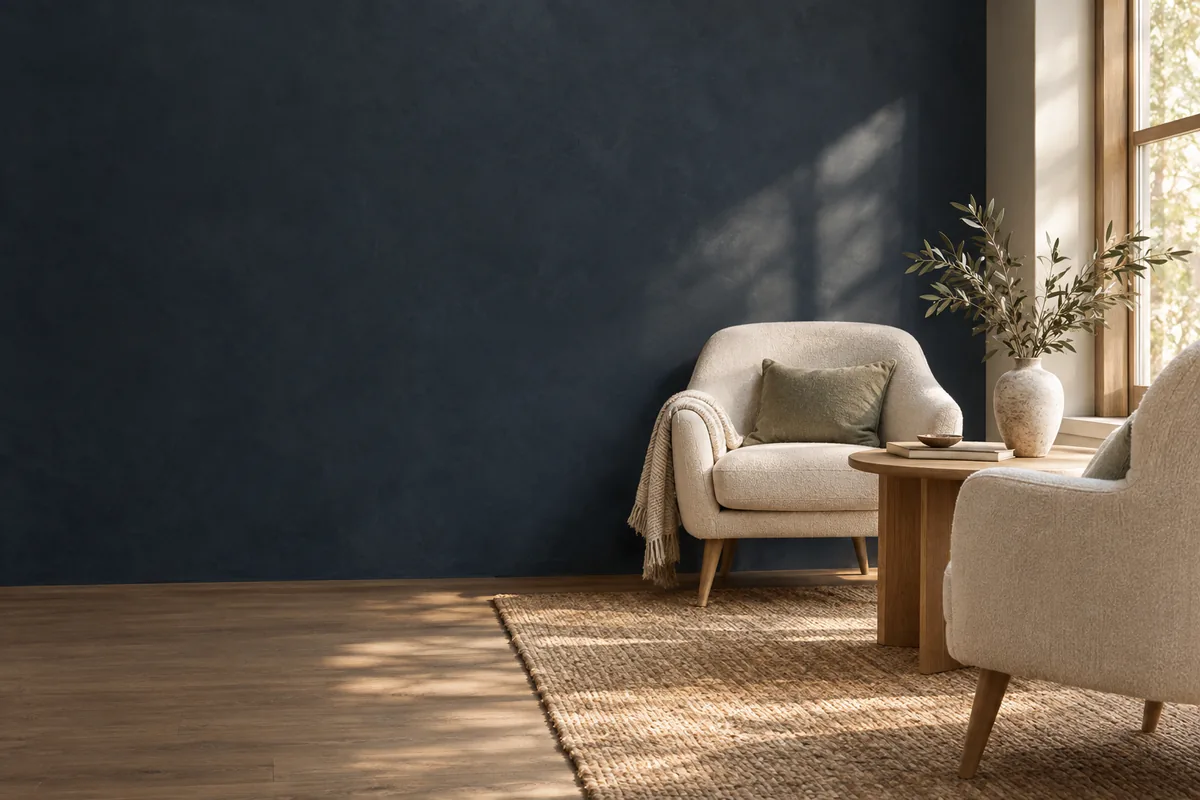 Two comfortable chairs beside a small table in soft window light