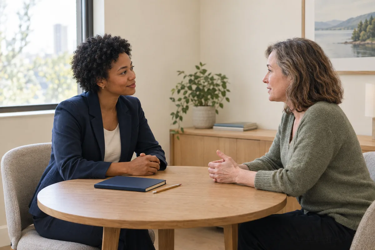 Illustrative financial guidance conversation with a professional listening attentively