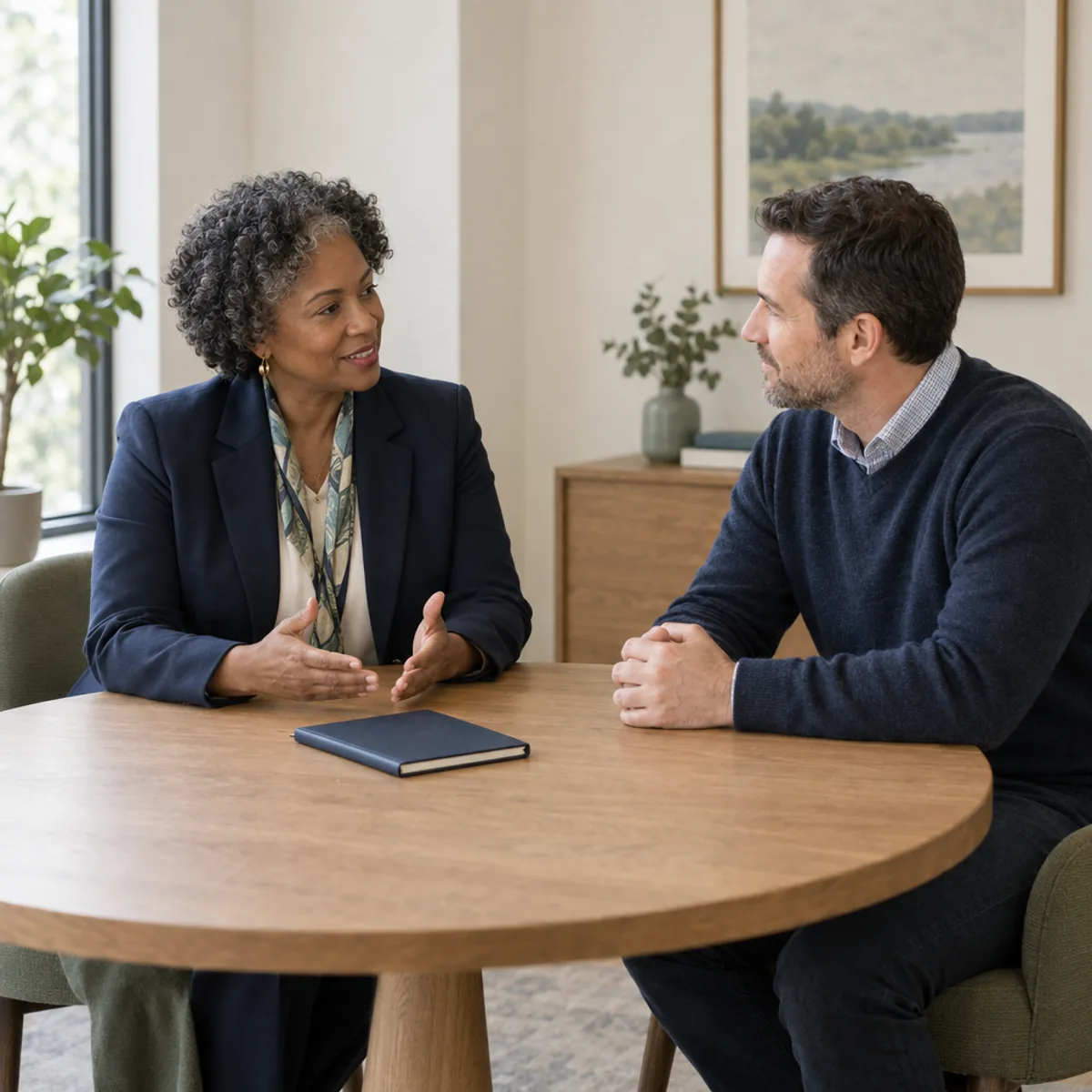 Illustrative financial review with a professional and a client